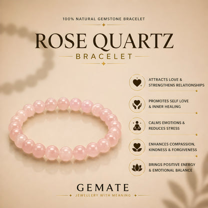 Rose Quartz Bracelet – Attract Love, Strengthen Relationship & Emotional Healing