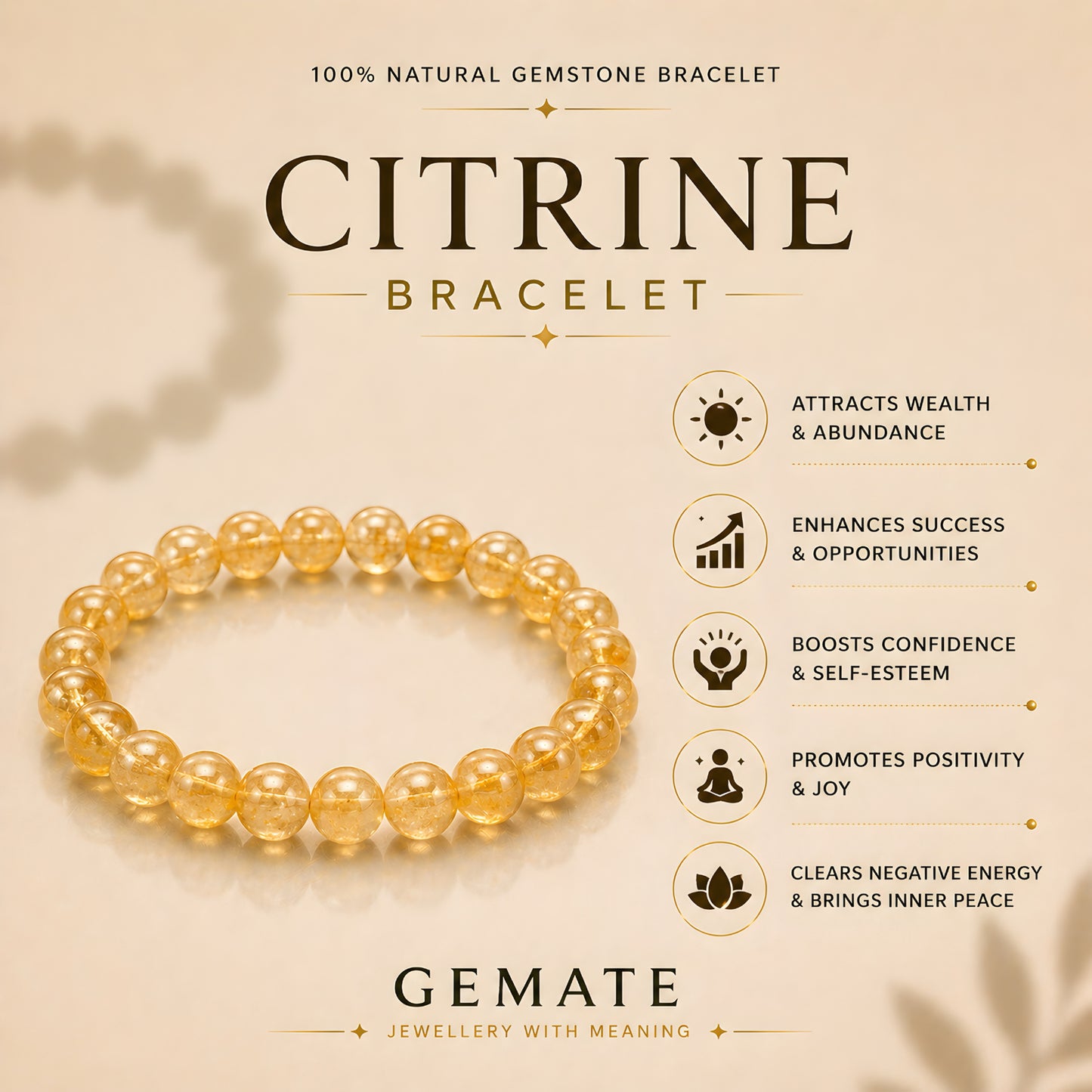 Citrine Bracelet – Attracts Wealth & Success