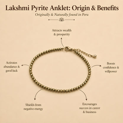 Lakshmi Pyrite Anklet with Free Selenite Plate — Attracts Wealth & Prosperity